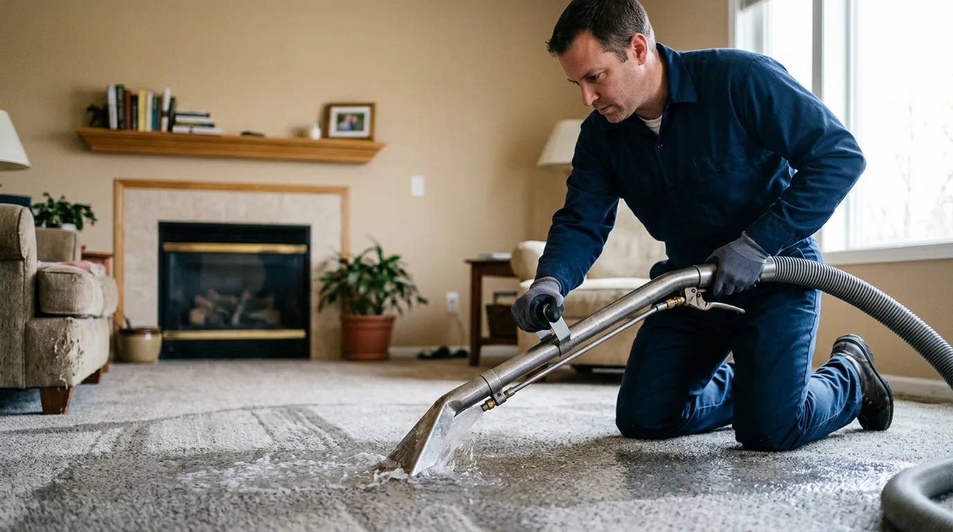 Water damage restoration technician working near Barnegat, NJ